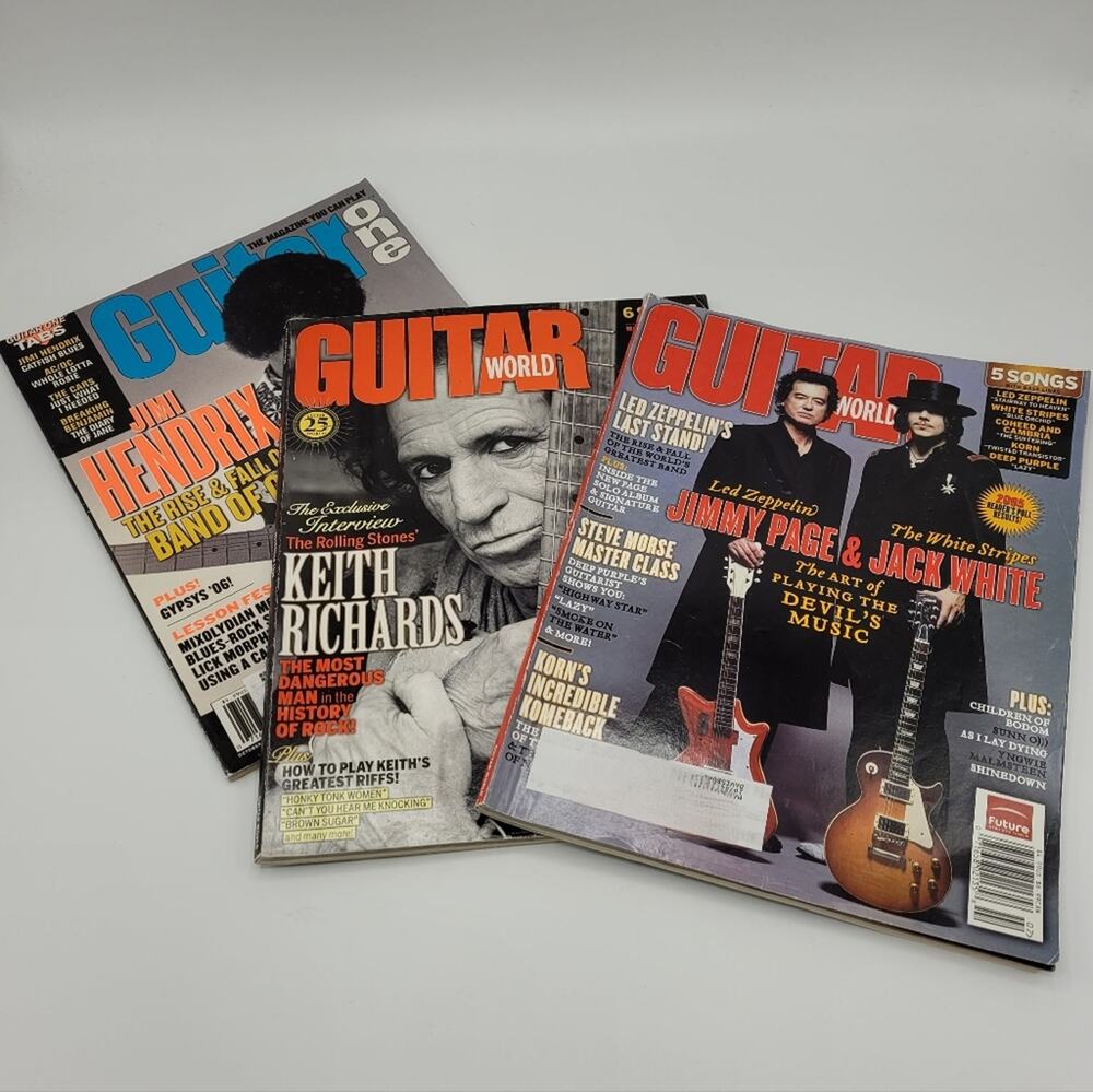 2 Guitar World 1 Guitar One Magazine Keith Richards, Hendrix, Page & Jack White